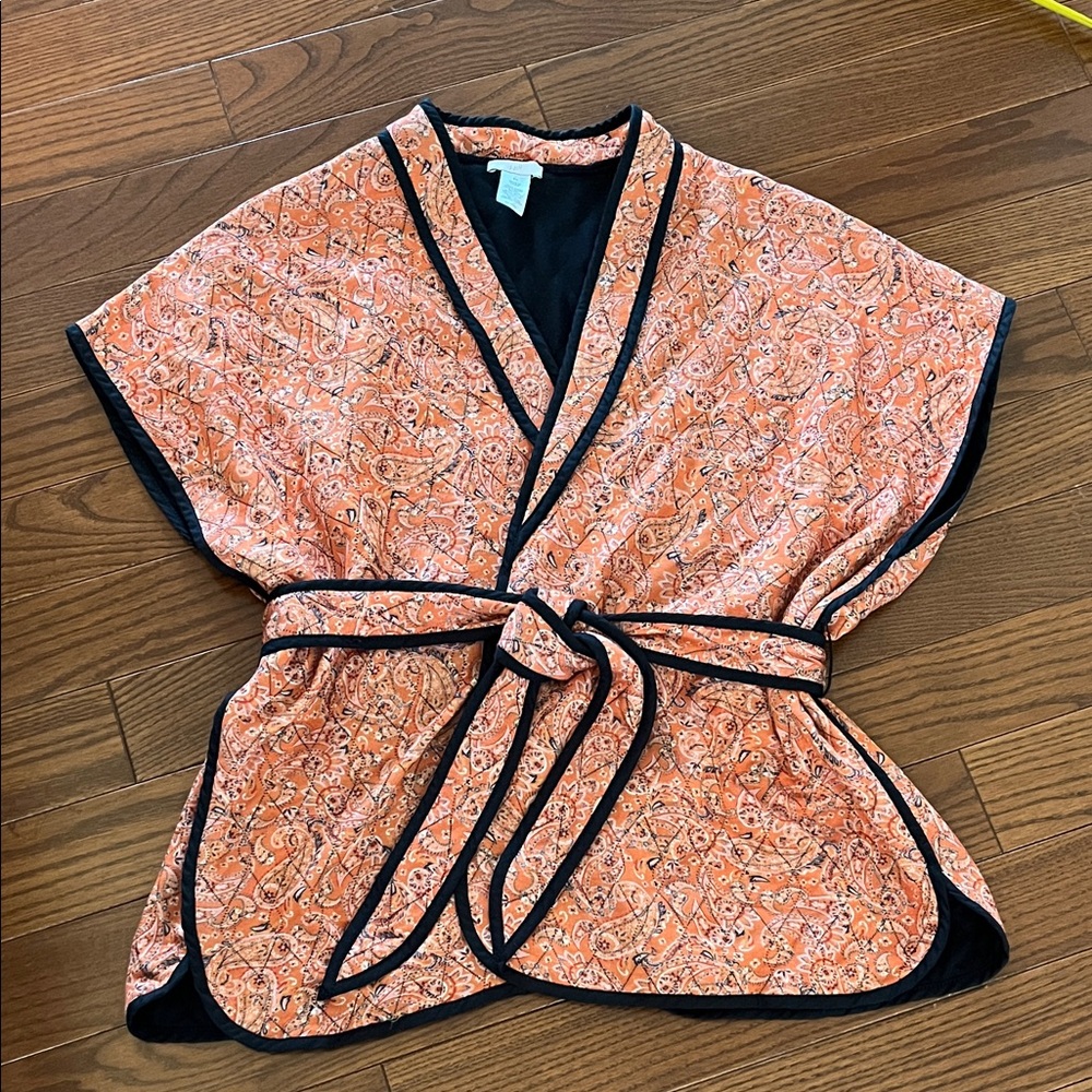 J. Jill Orange and Black Kimono Blouse